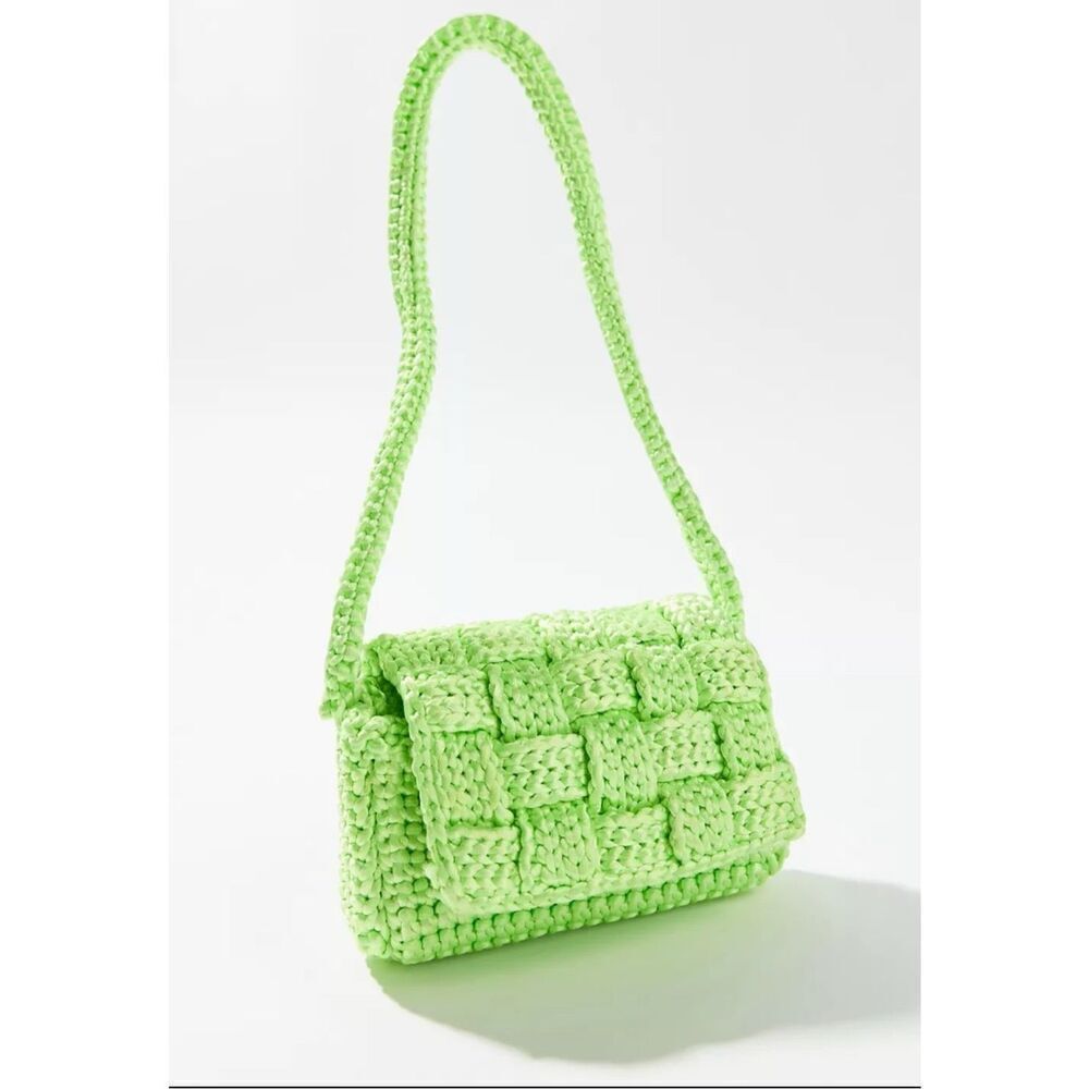 urban outfitters Morgan Shiny Knit Baguette Bag Green